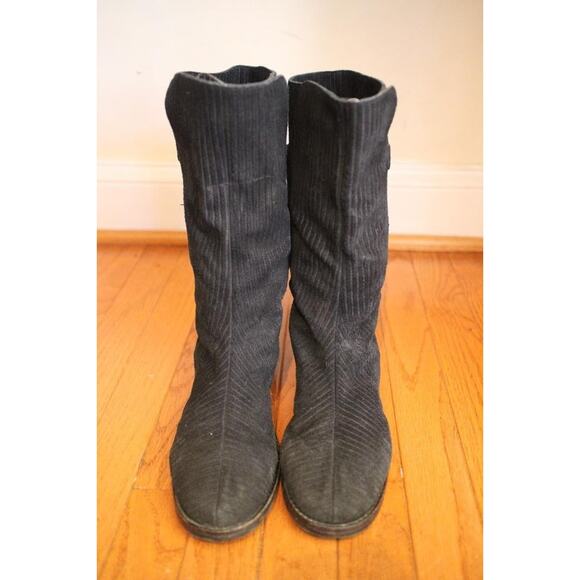 Jimmy Choo black corduroy rabbit fur LINED MOTO BOOTS size 39.5  us 9.5 (BOT1300 - Picture 5 of 8